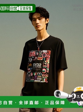 日本直邮SY32 T恤 半袖 SWEET YEARS 男装 黑色 图案设计 11587