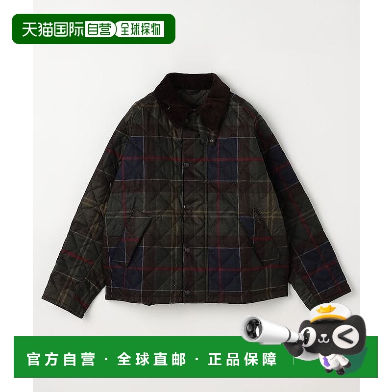 1h可退 日本直邮Barbour男装格纹绗缝短款夹克 宽松盒型拉链侧袋