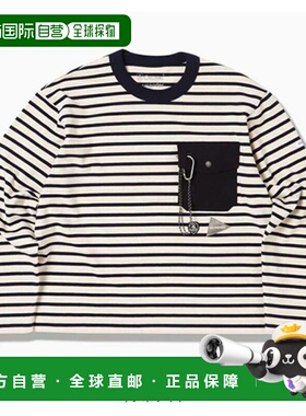 日本直邮and wander 女装 ORCIVAL联名全棉条纹T恤 胸前卡拉比纳
