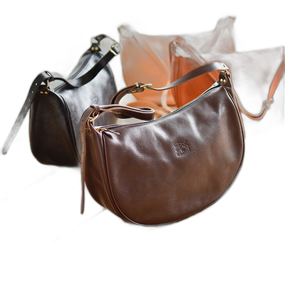 日本直邮IL BISONTE女士经典半月型手提包日常斜挎包大号10015295