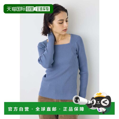 日本直邮MOUSSY 方领罗纹针织衫浅蓝色 1上衣