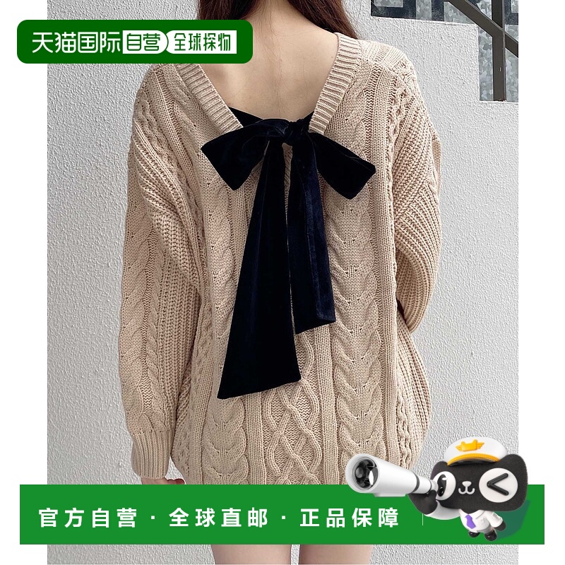 1h可退 日本直邮INGNI 女装 背面丝绒蝴蝶结 长款针织衫 12549003