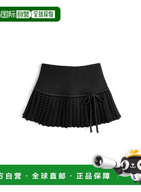 日本直邮日潮 GRL 内衬防走光点点褶皱半身裙迷你裙包臀裙AT2596