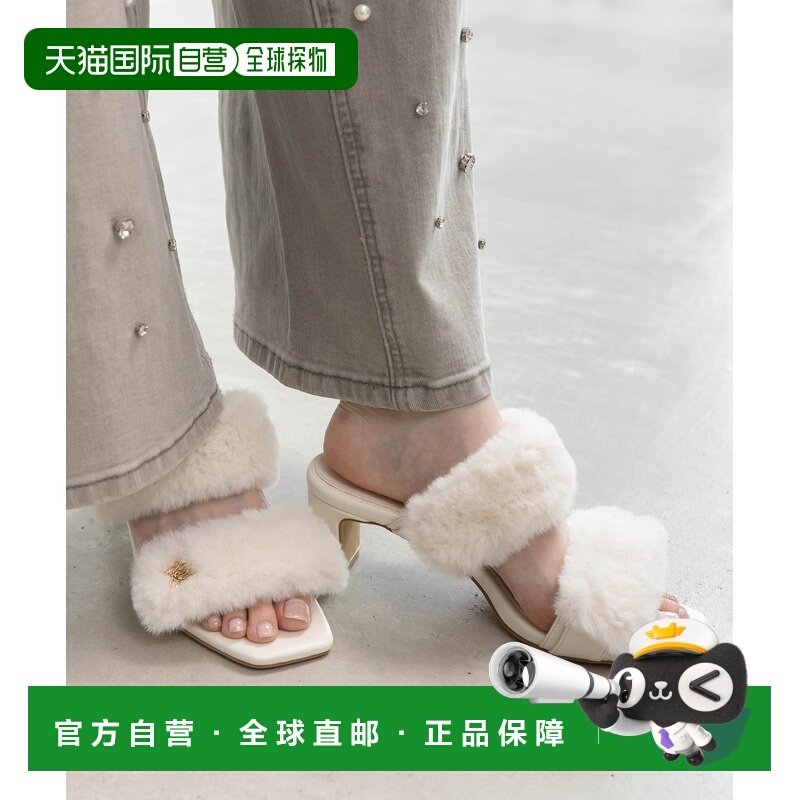 日本直邮RANDA 女士 3WAY毛绒绑带穆勒凉鞋 方头平底 多穿法设计,女鞋,时装凉鞋,淘宝优惠券,粉丝福利购,淘宝优惠卷