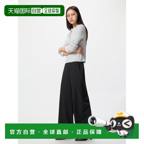 日本直邮UNIQLO优衣库 SS26 弹力宽松直筒加长简约休闲裤 女款