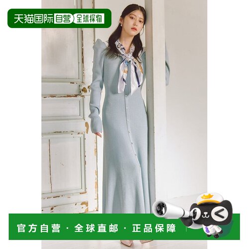 日本直邮带围巾美人鱼针织连衣裙 连衣裙套装