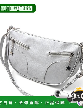 1h可退 日本直邮ALGY 女士 皮革风格 半拉链设计 圆形斜挎包 A1GG
