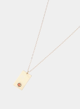 日潮跑腿COCOSHNIK 彩色宝石（石榴石）方盘项链套装叠戴吊坠链子