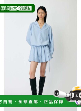 日本直邮无品牌 衬衫裙 蓝色 L连衣裙