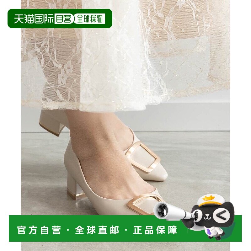 日本直邮RANDA Square Gold Parts粗跟平底鞋