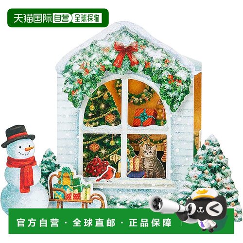 【日本直邮】三丽鸥圣诞贺卡 留言卡 窗前的圣诞雪人 JX 32-5 240
