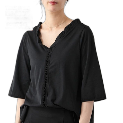 自营｜Oscalito T 恤 6775 女士荷叶边半袖剪裁缝制流苏蕾丝针织