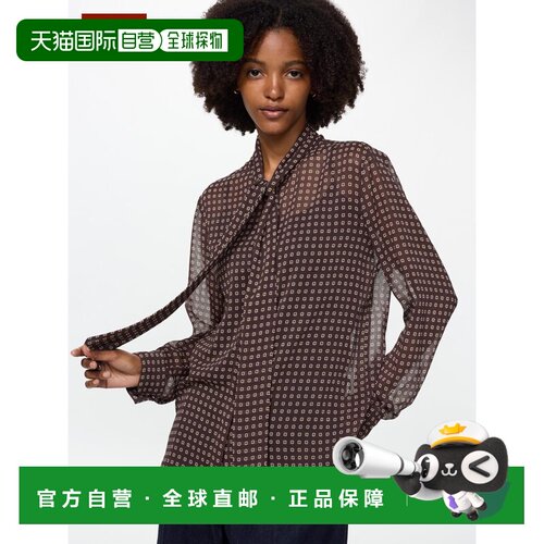 日潮跑腿UNIQLO优衣库 雪纺印花蝴蝶结衬衫/女装四季新款488514