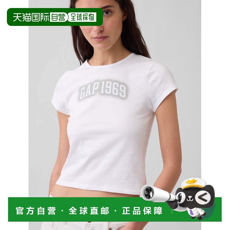 日本直邮GAP W 棉质 jersey 修身短款印花 T 恤短袖图片