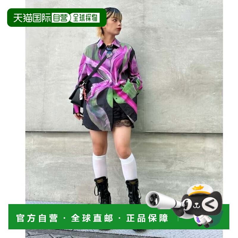 日本直邮Desigual 克里斯汀拉克鲁瓦兰花印花宽松衬衫罩衫黑紫色