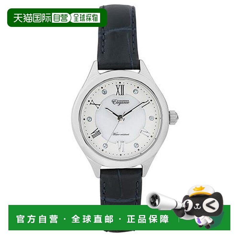 日本直邮GRANDEUR优雅时尚皮革压花表带MOP手表ESL060W1