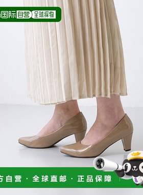 【日本直邮】Menuemenueflyly4E粗跟尖头6厘米高跟鞋（灰棕浅口单