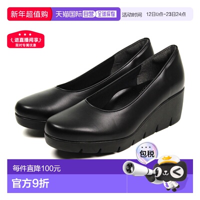 日本直邮FIRST CONTACT 女士坡跟高跟鞋 舒适抗菌防臭黑色低跟舒3