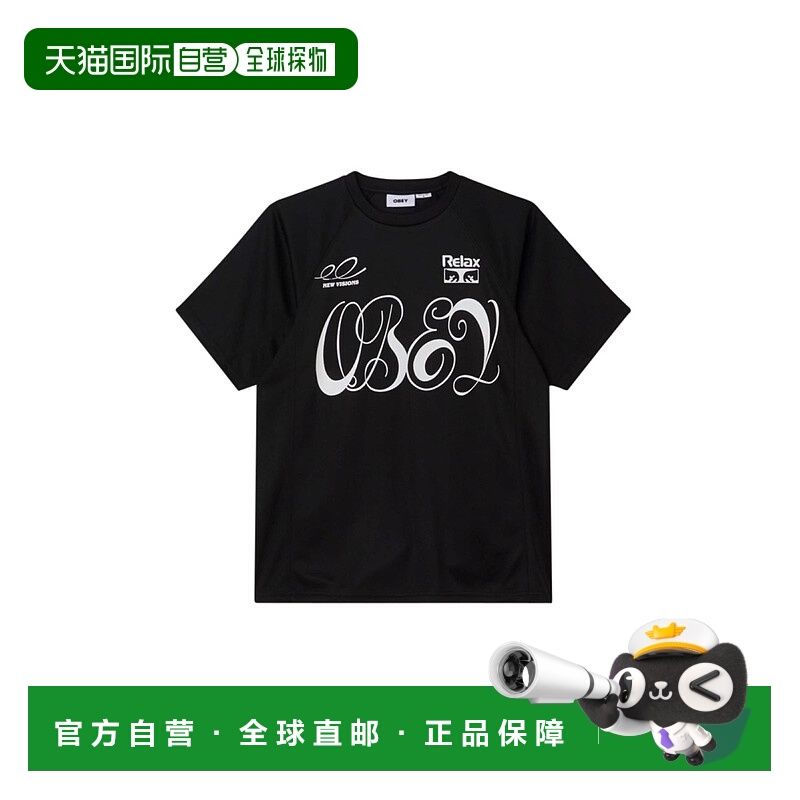 1h可退 日本直邮OBEY 男女同款 舒适版型 短袖上衣 对比线条设计