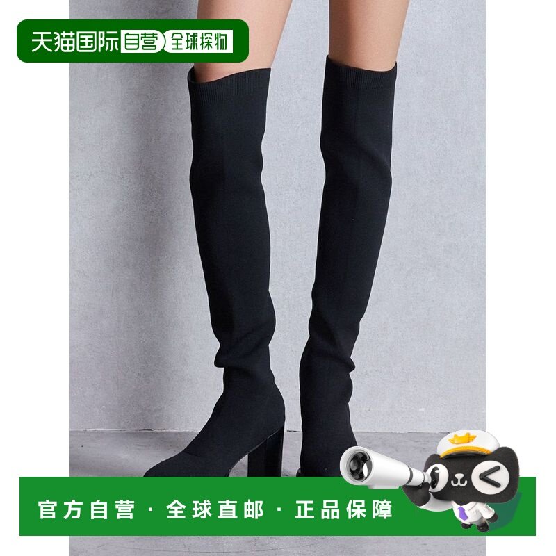 1h可退 日本直邮GYDA 女士 针织过膝长筒靴 粗跟舒适显腿长 07261,女鞋,时装靴,淘宝优惠券,粉丝福利购,淘宝优惠卷