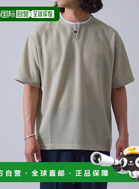 1h可退 日本直邮j.n.r.d 男士透气鹿皮感key半亨利领短袖T恤 2025