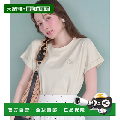 日本直邮WILLSELECTION 女装 logo刺绣翻边袖T恤 20082619100202