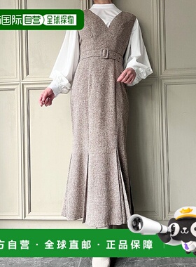 日本直邮JUNOAH 腰带装饰粗花呢针织半身裙 JU5602EW04787连身裙