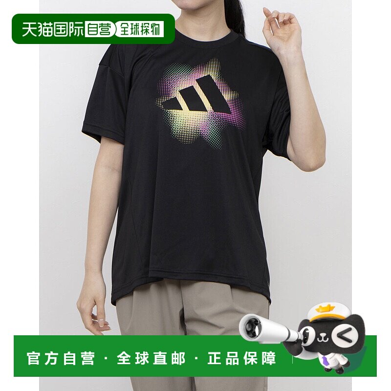 日本直邮阿迪达斯女士短袖功能性T恤W渐变SL涤纶T恤AP KA1027（黑