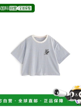 日本直邮日潮 GRL 条纹图案logo刺绣短款T恤 fu22短袖时尚