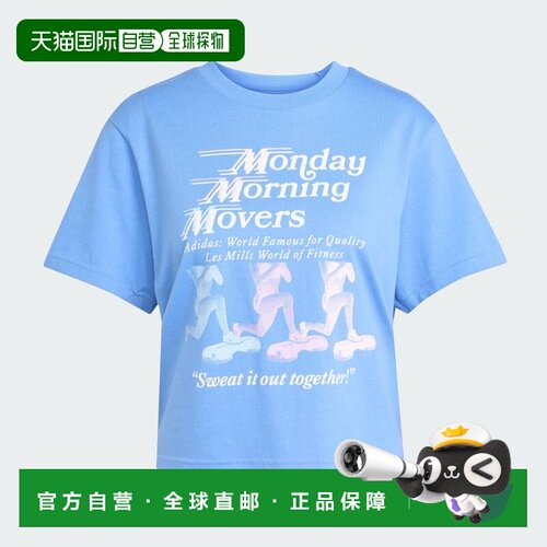日本直邮Adidas/阿迪达斯字母印花套头圆领短袖T恤女款日版 KE781
