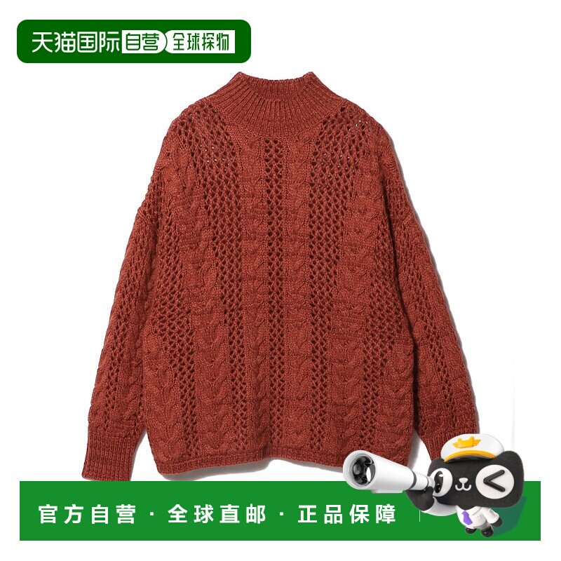 1h可退 日本直邮COLUMN 女士 异材质混搭轻盈电缆纹针织衫 低针镂