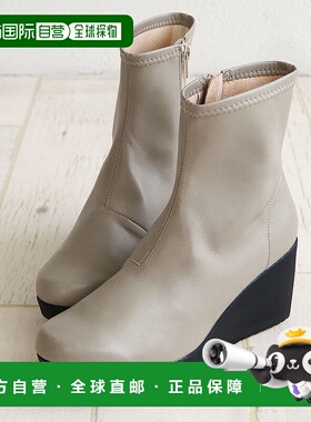 日本直邮First Contact 女士短靴侧拉链设计方便穿着7厘米厚坡跟F