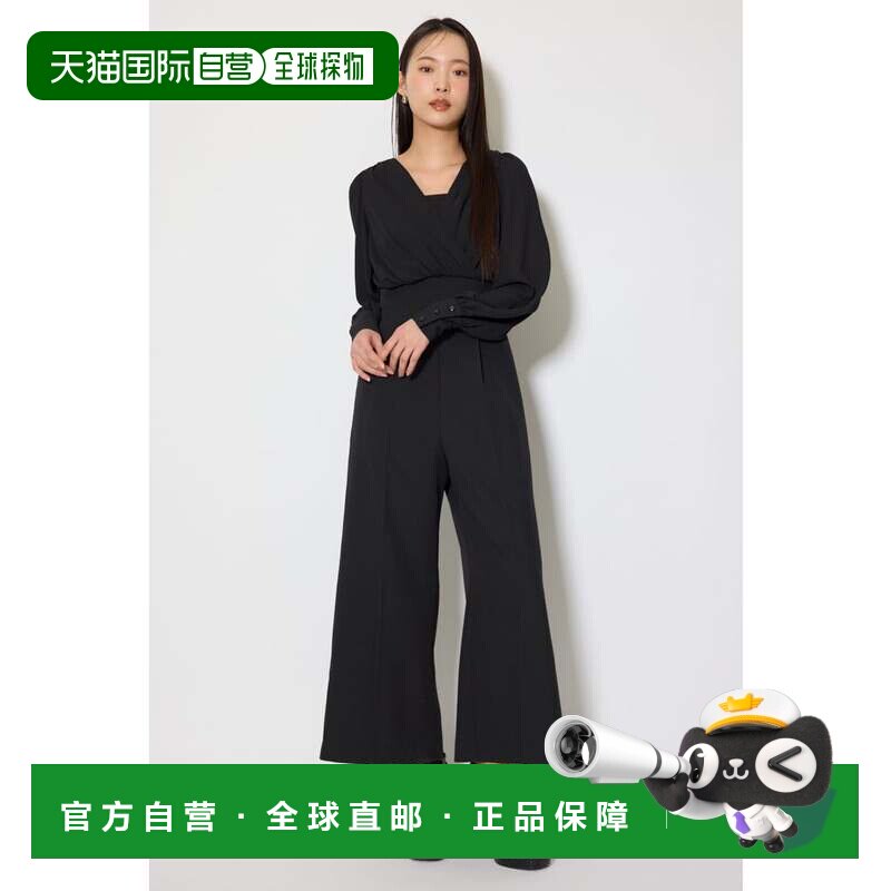日本直邮rienda 裹身式设计连体衣 黑色连体裤