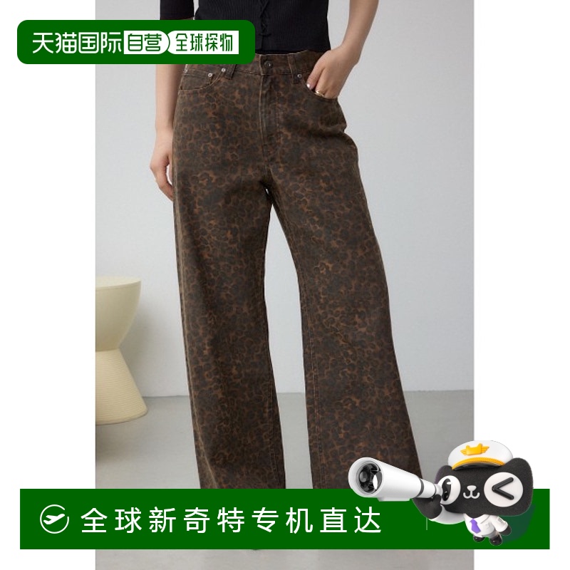 1h可退 日本直邮AZUL BY MOUSSY 女士豹纹印花宽松直筒牛仔裤 250