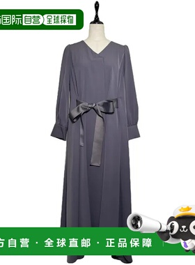 1h可退 日本直邮12Twelve Agenda 女士优雅V领大蝴蝶结长款连衣裙