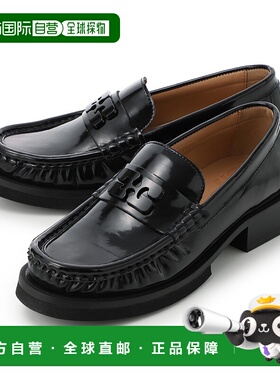 日本直邮GANNI 乐福鞋黑色女士 s2635 099 黑色蝴蝶徽标乐福鞋