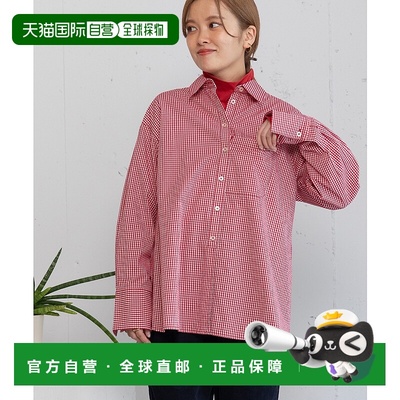 1h可退 日本直邮POU DOU DOU 女装 宽松Gingham格纹衬衫 口袋设计