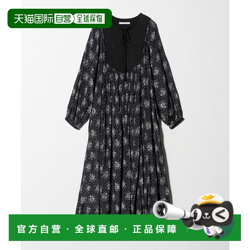 1h可退 日本直邮ne Quittez pas 女装别注印花拼接裙 荷叶边设计