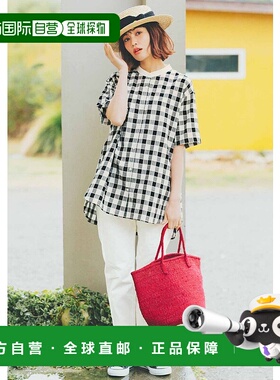 1h可退 日本直邮Live in comfort 女士格纹衬衫及白色长裤套装 34