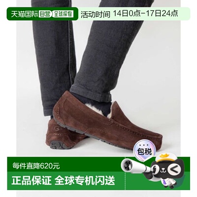 日本直邮UGG ASCOT男士莫卡辛鞋 M [UGG0004000004] 深棕色一脚蹬