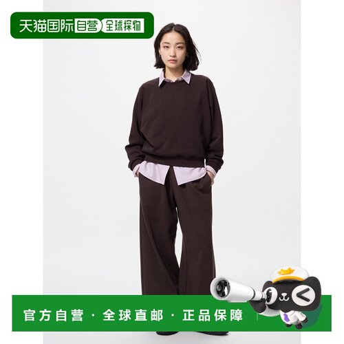 日本直邮UNIQLO优衣库 直筒纯色宽松休闲裤 女款 深棕色