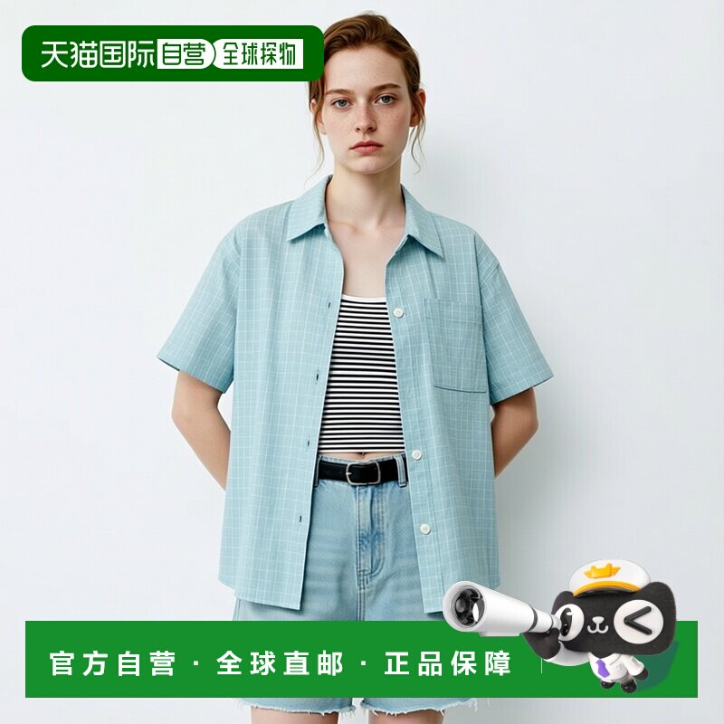 日本直邮Zara格纹口袋衬衫短袖