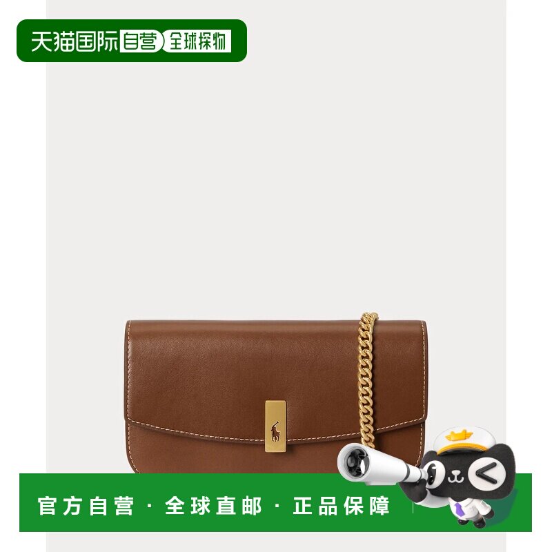 日本直邮Ralph Lauren Polo ID 皮革链条钱包斜挎包手袋棕色 200