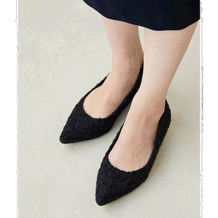 【日本直邮】Menuemenue后跟Conscious珍珠图案尖头高跟鞋(4单鞋