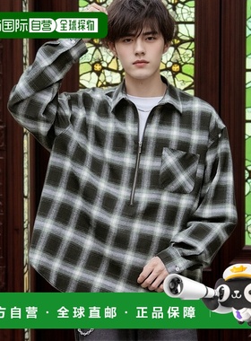 1h可退 日本直邮Rocky Monroe 男女同款 宽松半拉链格子衬衫 多款