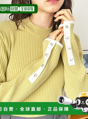 日本直邮GeeRA 袖口纽扣配色高领针织衫 R04609EW018161内搭