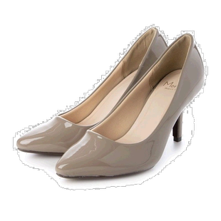 【日本直邮】Menuemenue美腿迷人尖头8cm高跟鞋（灰米色/珐琅色