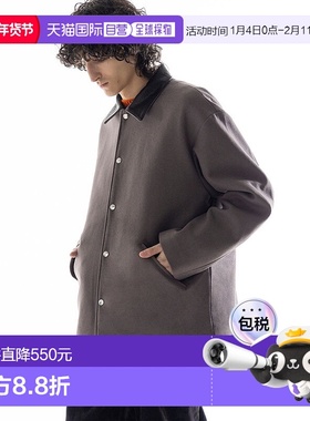 1h可退 日本直邮SKOOKUM 男装 美式复古 修身 灰色羊毛混纺皮革领