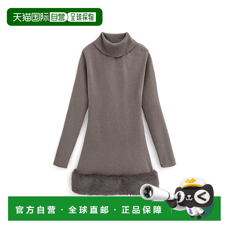 日本直邮日潮 GRL 高领毛绒针织迷你连衣裙tu1465