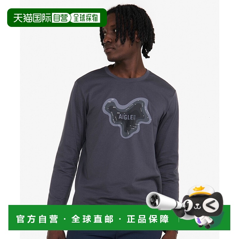 日本直邮AIGLE 长袖印花T恤 吸水速干 抗菌防臭